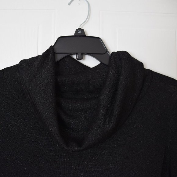 Women's Black Metallic Turtleneck- Size L - Picture 2 of 5